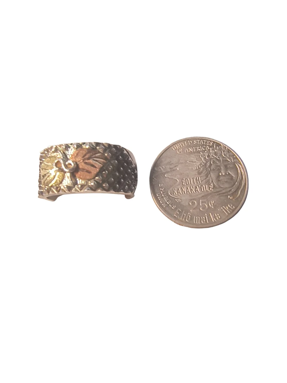 Sterling Silver & 10K Gold Leaf Motif Men's Band Ring: Black Hills Gold Style